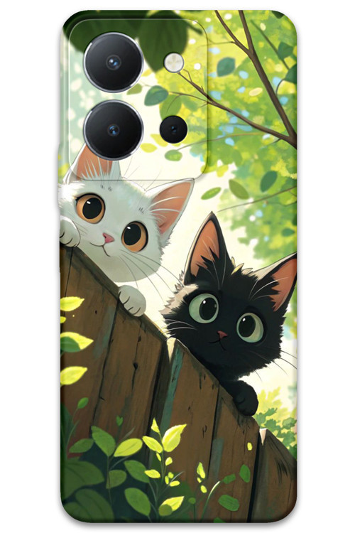 Vivo Y36 Uyumlu Kedi Desenli Telefon Kılıfı + Ekran Koruyucu - 5785