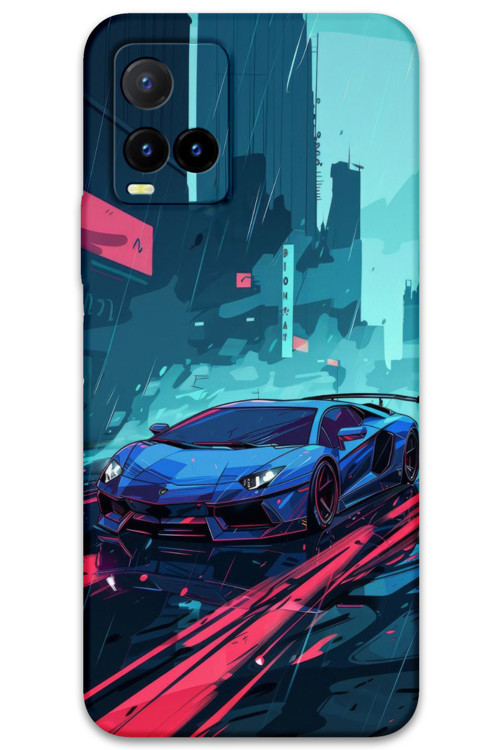 Vivo Y32 Uyumlu Araba Desenli Telefon Kılıfı + Ekran Koruyucu - 5763