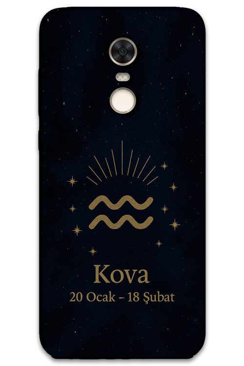 Xiaomi Redmi 5 Plus Uyumlu Kova Burcu Desenli Telefon Kılıfı + Ekran Koruyucu - 5778