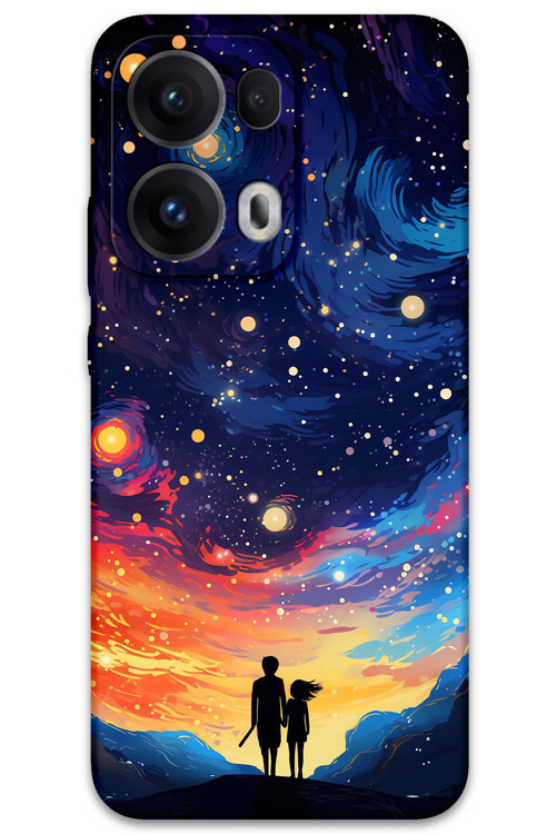 Oppo Reno 13 Pro 5G Uyumlu Uzay Desenli Telefon Kılıfı + Ekran Koruyucu - 5863