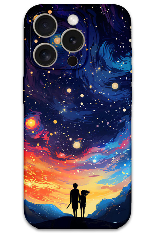 İphone 15 Pro Max Uyumlu Uzay Desenli Telefon Kılıfı + Ekran Koruyucu - 5863