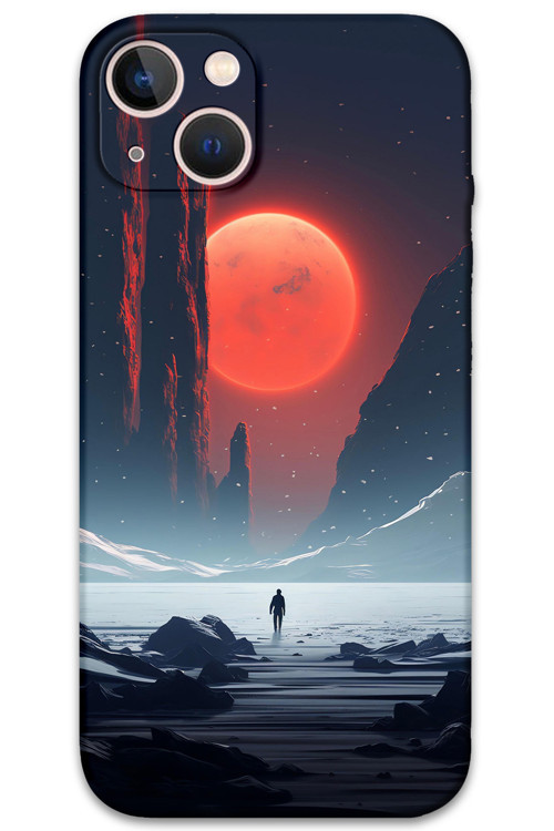 İphone 15 Uyumlu Uzay Desenli Telefon Kılıfı + Ekran Koruyucu - 5861