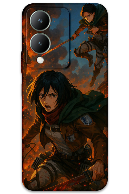 Vivo Y17S Uyumlu Anime Desenli Telefon Kılıfı + Ekran Koruyucu - 5744