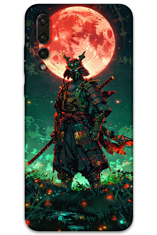 Huawei P20 Pro Uyumlu Samuray Desenli Telefon Kılıfı + Ekran Koruyucu - 5822