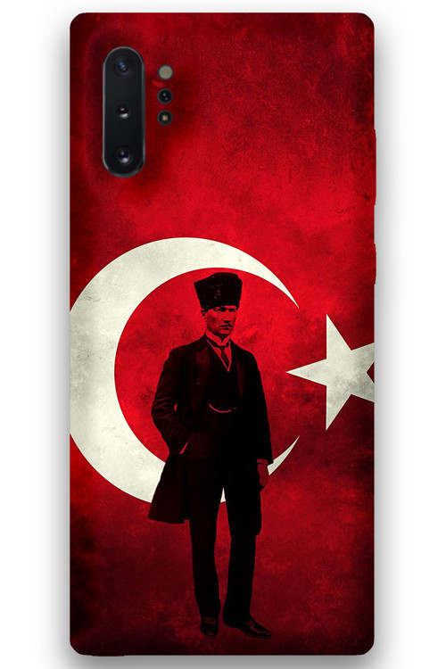 Galaxy Note 10 Plus Uyumlu Atatürk Desenli Telefon Kılıfı + Ekran Koruyucu - 5849
