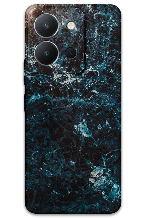 Vivo Y36 Uyumlu Mermer Desenli Telefon Kılıfı + Ekran Koruyucu - 5819
