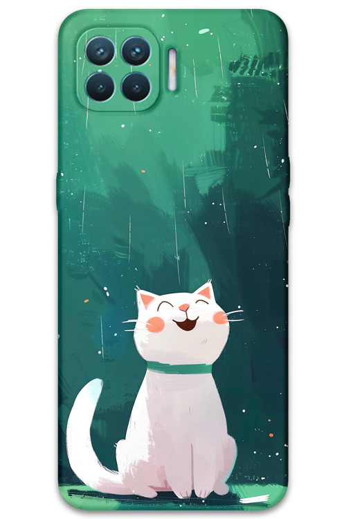 Oppo A73 Uyumlu Kedi Desenli Telefon Kılıfı + Ekran Koruyucu - 5781