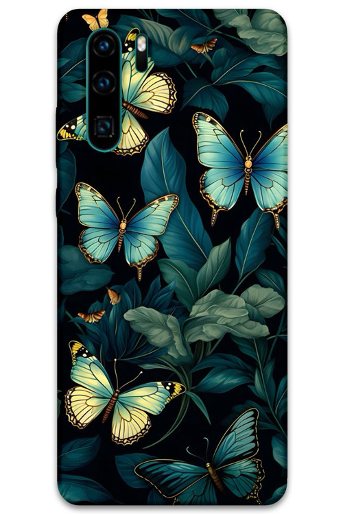 Huawei P30 Pro Uyumlu Kelebek Desenli Telefon Kılıfı + Ekran Koruyucu - 5791