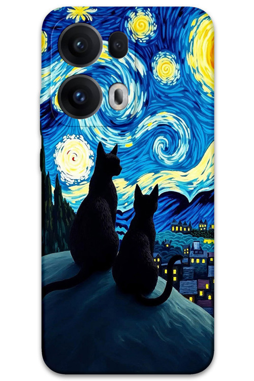 Reno 13 Pro 5G Uyumlu Kedi Desenli Telefon Kılıfı + Ekran Koruyucu - 5782