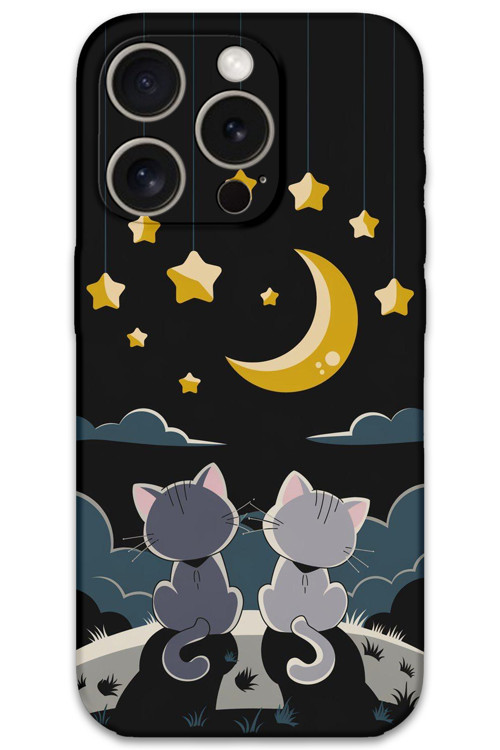 İphone 15 Pro Max Uyumlu Kedi Desenli Telefon Kılıfı + Ekran Koruyucu - 5809