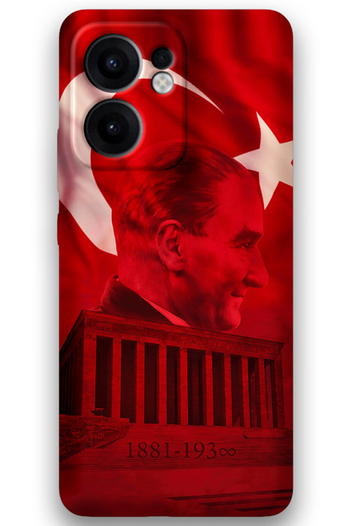 Oppo Reno 13F 5G Uyumlu Atatürk Desenli Telefon Kılıfı + Ekran Koruyucu - 5848