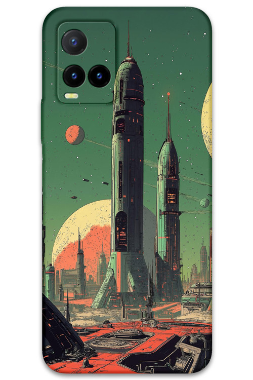 Vivo Y21S Uyumlu Uzay Desenli Telefon Kılıfı + Ekran Koruyucu - 5870