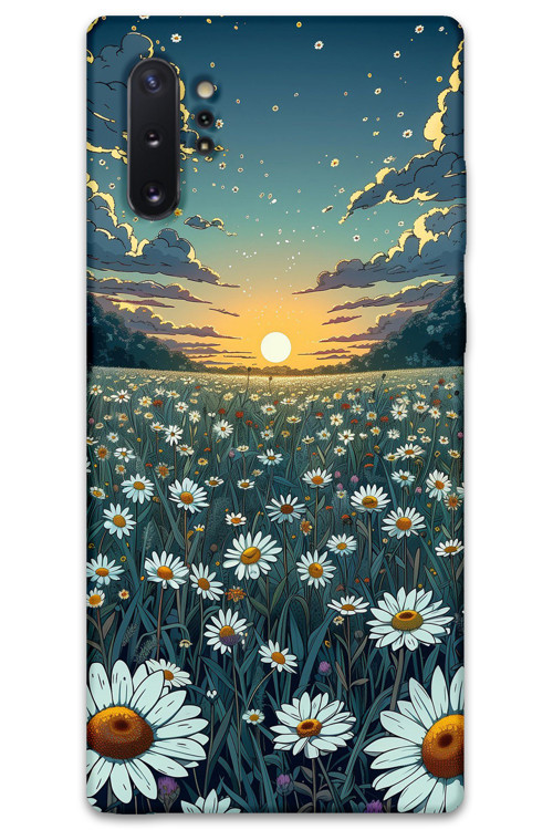 Galaxy Note 10 Plus Uyumlu Çiçek Desenli Telefon Kılıfı + Ekran Koruyucu - 5792
