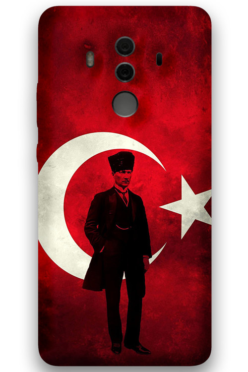 Huawei Mate 10 Pro Uyumlu Atatürk Desenli Telefon Kılıfı + Ekran Koruyucu - 5849