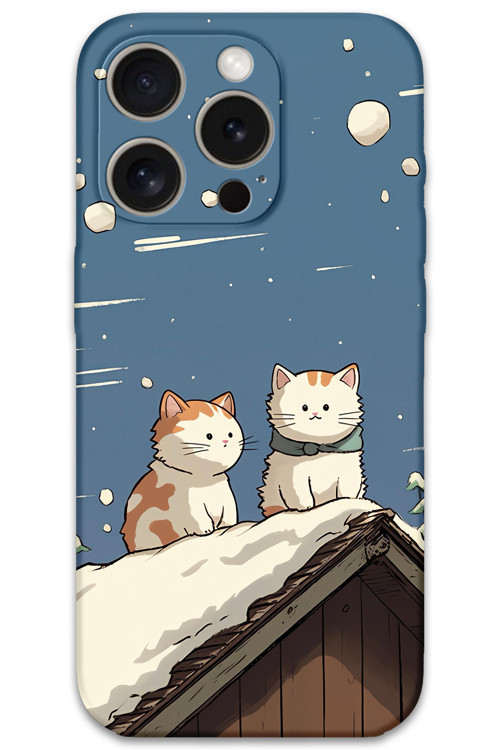 İphone 15 Pro Max Uyumlu Kedi Desenli Telefon Kılıfı + Ekran Koruyucu - 5780