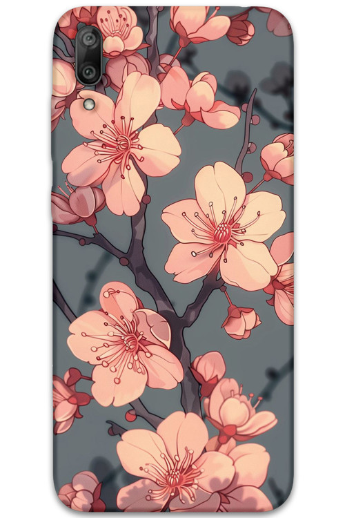 Huawei Y7 Prime 2019 Uyumlu Çiçek Desenli Telefon Kılıfı + Ekran Koruyucu - 5801