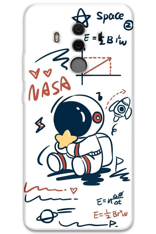 Huawei Mate 10 Pro Uyumlu Astronot Desenli Telefon Kılıfı + Ekran Koruyucu - 5858