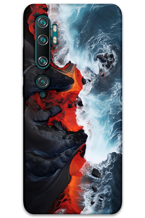Xiaomi Mi Note 10 Uyumlu Mermer Desenli Telefon Kılıfı + Ekran Koruyucu - 5811