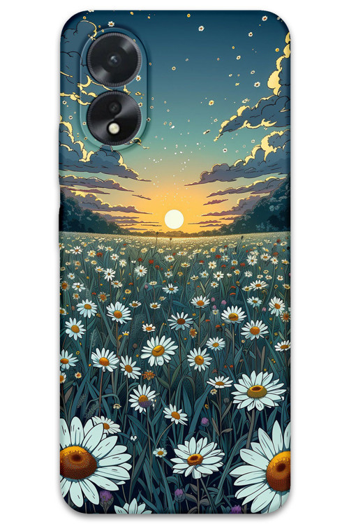Oppo A38 Uyumlu Çiçek Desenli Telefon Kılıfı + Ekran Koruyucu - 5792