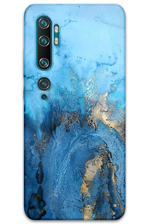 Xiaomi Mi Note 10 Uyumlu Mermer Desenli Telefon Kılıfı + Ekran Koruyucu - 5812
