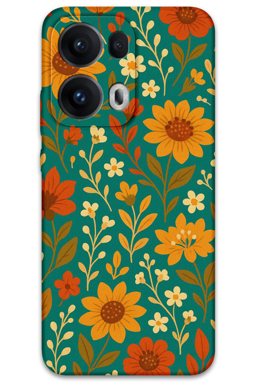 Oppo Reno 13 Pro 5G Uyumlu Çiçek Desenli Telefon Kılıfı + Ekran Koruyucu - 5786