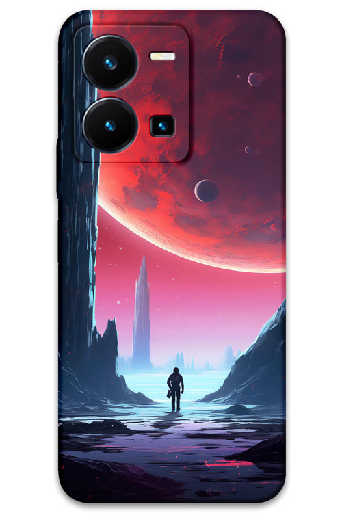 Vivo Y22S Uyumlu Uzay Desenli Telefon Kılıfı + Ekran Koruyucu - 5860