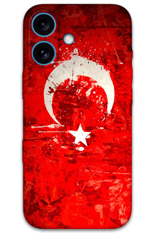 İphone 16 Uyumlu Türk Bayrağı Desenli Telefon Kılıfı + Ekran Koruyucu - 5847