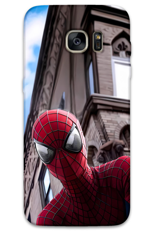 Galaxy S7 Edge Uyumlu Spiderman Desenli Telefon Kılıfı + Ekran Koruyucu - 5936