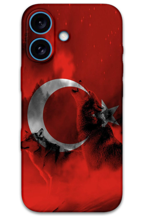 İphone 16 Uyumlu Türk Bayrağı Desenli Telefon Kılıfı + Ekran Koruyucu - 5854
