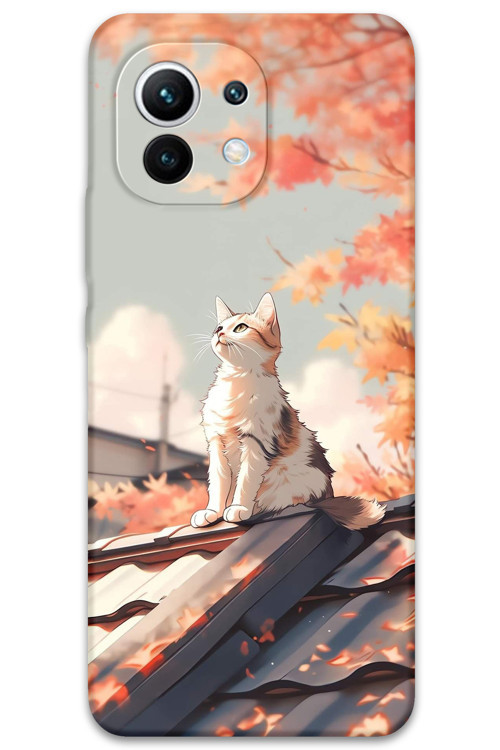 Xiaomi Mi 11 Uyumlu Kedi Desenli Telefon Kılıfı + Ekran Koruyucu - 5784