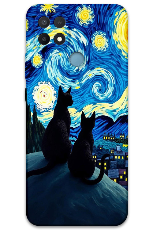 Oppo A15 Uyumlu Kedi Desenli Telefon Kılıfı + Ekran Koruyucu - 5782