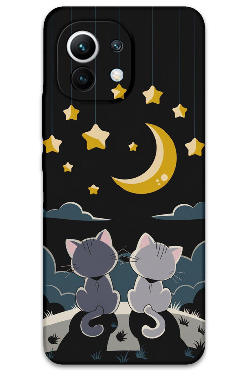 Xiaomi Mi 11 Uyumlu Kedi Desenli Telefon Kılıfı + Ekran Koruyucu - 5809