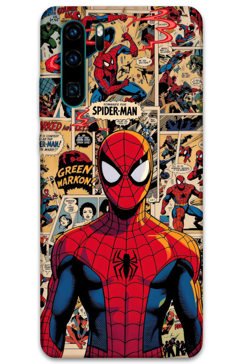 Huawei P30 Pro Uyumlu Spiderman Desenli Telefon Kılıfı + Ekran Koruyucu - 5934