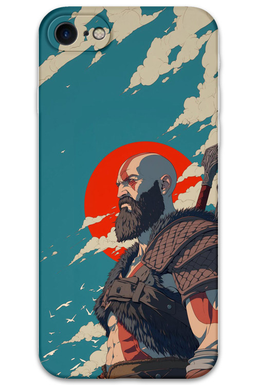 İphone Se 2020 Uyumlu Kratos Desenli Telefon Kılıfı + Ekran Koruyucu - 5824
