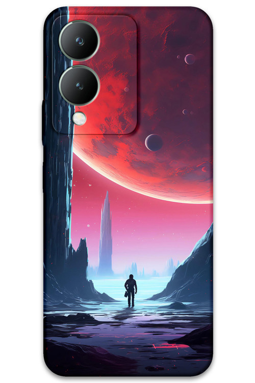 Vivo Y17S Uyumlu Uzay Desenli Telefon Kılıfı + Ekran Koruyucu - 5860