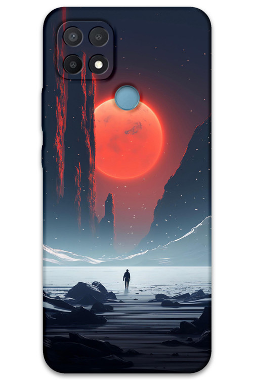 Oppo A15 Uyumlu Uzay Desenli Telefon Kılıfı + Ekran Koruyucu - 5861