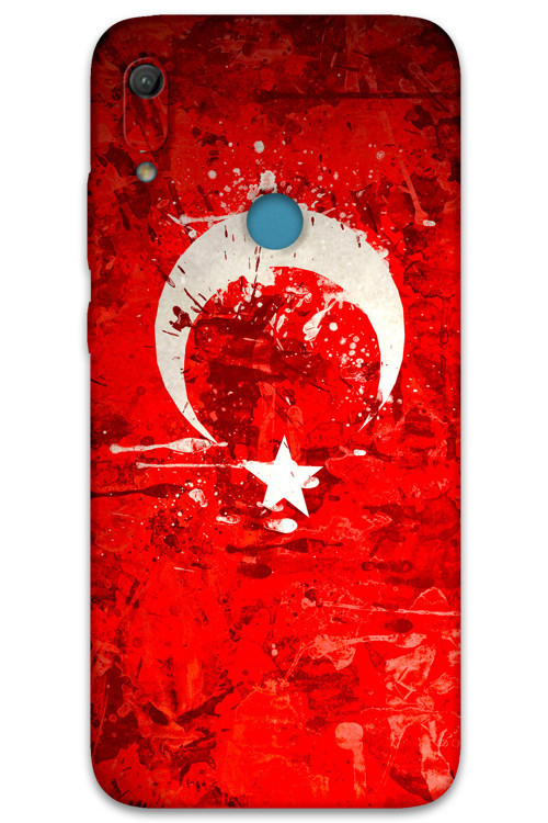 Huawei Y6S Uyumlu Türk Bayrağı Desenli Telefon Kılıfı + Ekran Koruyucu - 5847