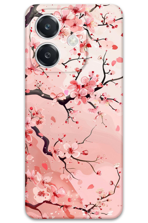 Oppo A3 Uyumlu Çiçek Desenli Telefon Kılıfı + Ekran Koruyucu - 5805