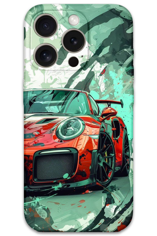 İphone 15 Pro Max Uyumlu Araba Desenli Telefon Kılıfı + Ekran Koruyucu - 5765