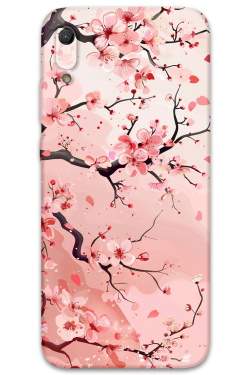 Huawei Y6 2019 Uyumlu Çiçek Desenli Telefon Kılıfı + Ekran Koruyucu - 5805