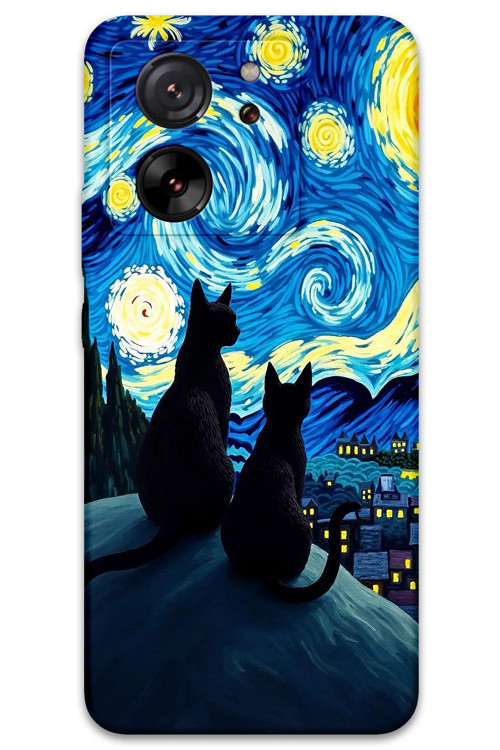 Xiaomi Mi 13T Uyumlu Kedi Desenli Telefon Kılıfı + Ekran Koruyucu - 5782