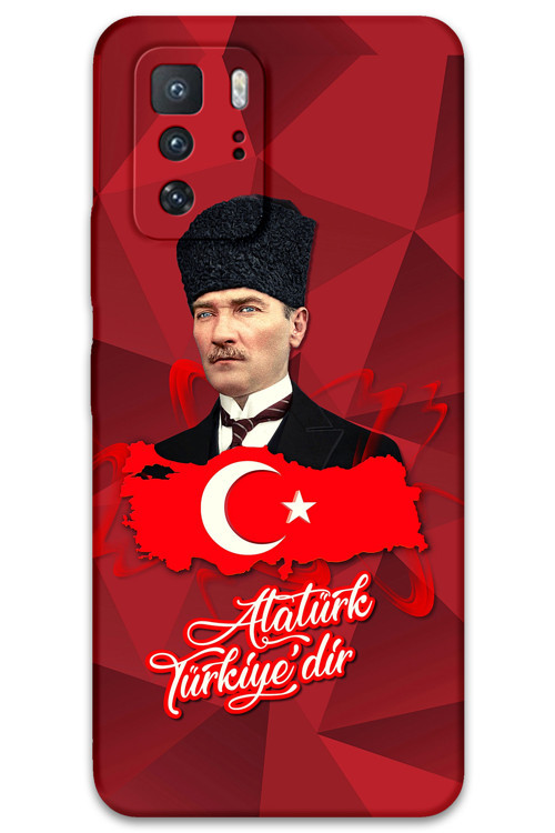 Poco X3 Gt Uyumlu Atatürk Desenli Telefon Kılıfı + Ekran Koruyucu - 5851