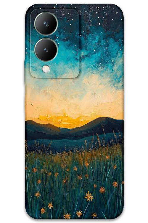Vivo Y17S Uyumlu Uzay Desenli Telefon Kılıfı + Ekran Koruyucu - 5871