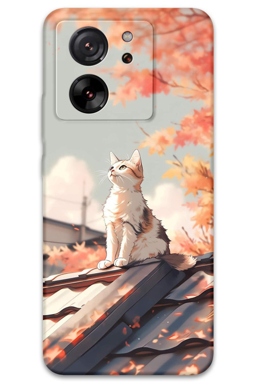 Xiaomi Mi 13T Uyumlu Kedi Desenli Telefon Kılıfı + Ekran Koruyucu - 5784