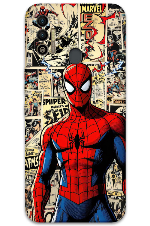 Tecno Spark 7T Uyumlu Spiderman Desenli Telefon Kılıfı + Ekran Koruyucu - 5931