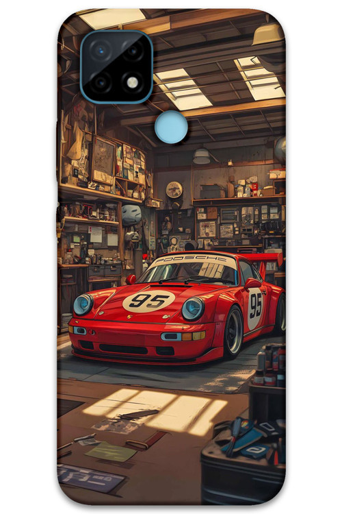 Realme C21 Uyumlu Araba Desenli Telefon Kılıfı + Ekran Koruyucu - 5759