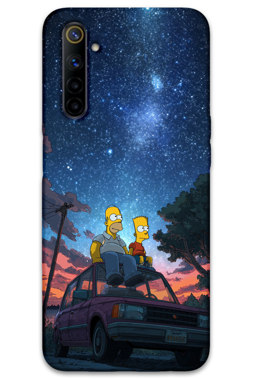 Realme 6 Uyumlu Simpson Desenli Telefon Kılıfı + Ekran Koruyucu - 5937