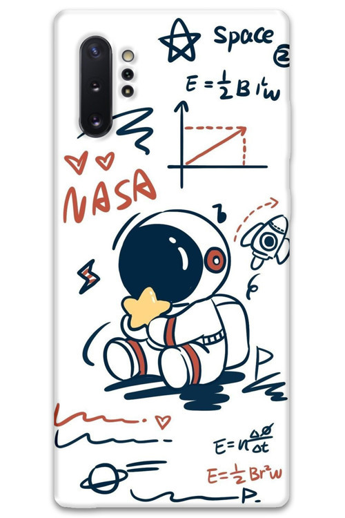 Galaxy Note 10 Plus Uyumlu Astronot Desenli Telefon Kılıfı + Ekran Koruyucu - 5858