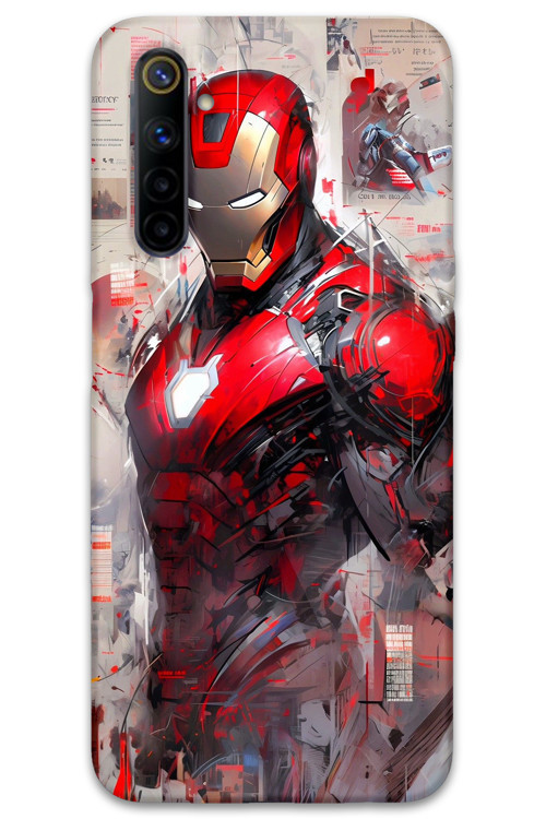 Realme 6 Uyumlu İronman Desenli Telefon Kılıfı + Ekran Koruyucu - 5828