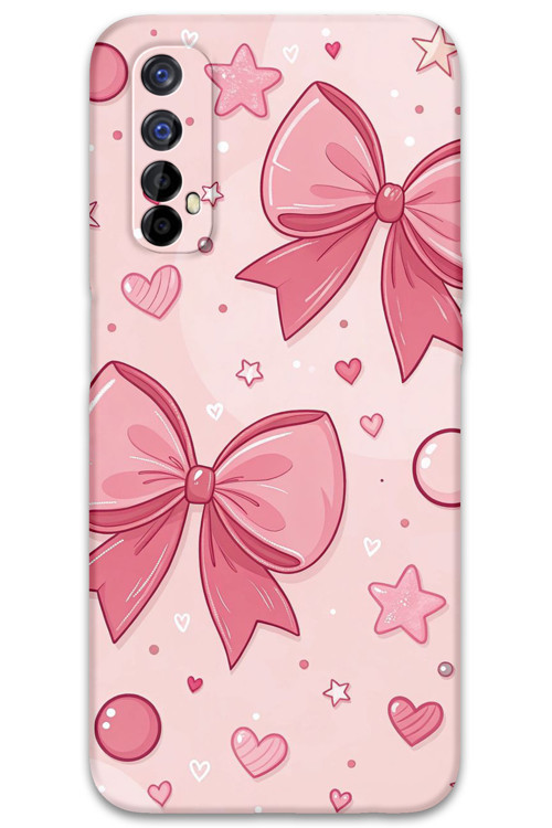 Realme 7 Uyumlu Kurdele Desenli Telefon Kılıfı + Ekran Koruyucu - 5803